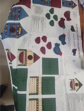 Backyard Friends and Neighbors Fabric Panel for Stuffed Birdhouse and Bird Craft